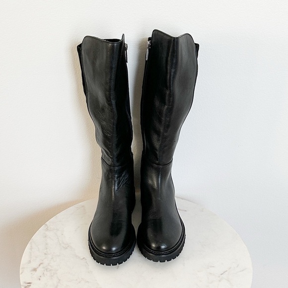 NEW Aquatalia Mattie Water Resistant Leather/Suede Tall Boots Black Size 6.5 - Picture 5 of 8